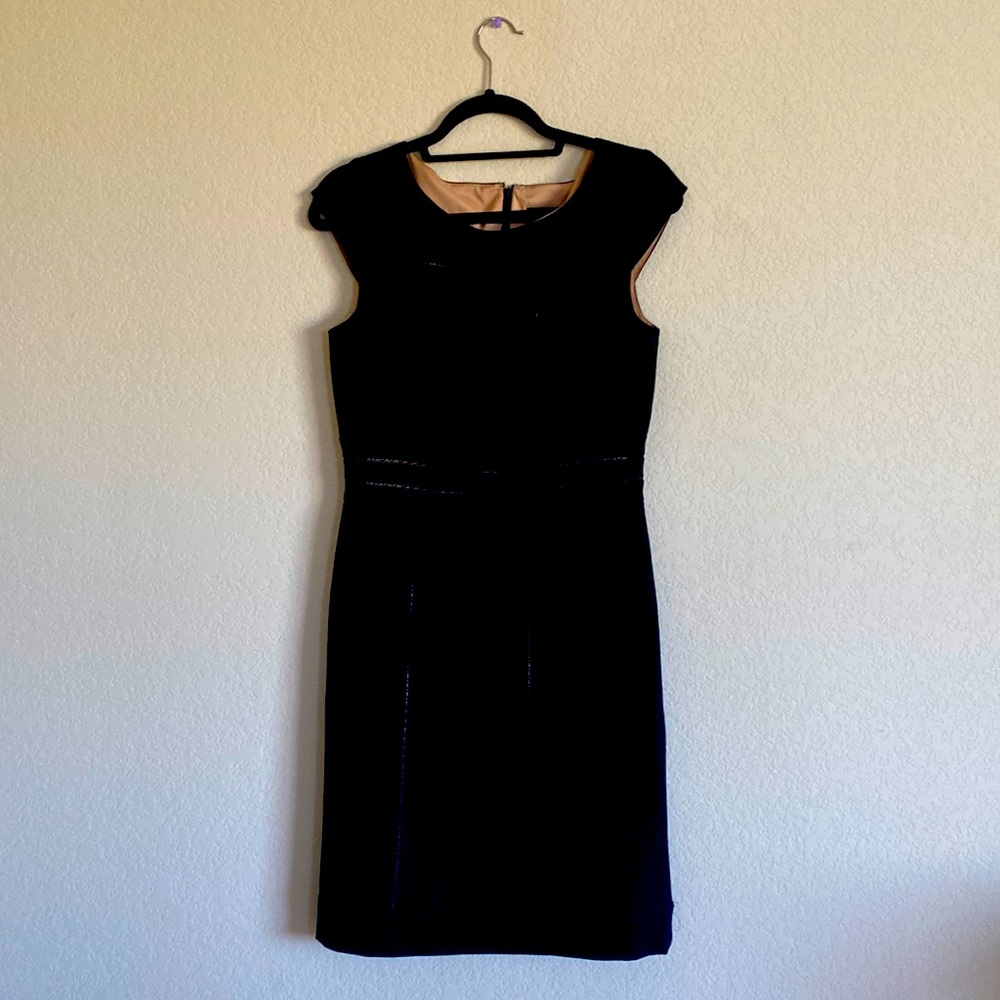 Adrianna Papell Black Dress with cream insert pattern.